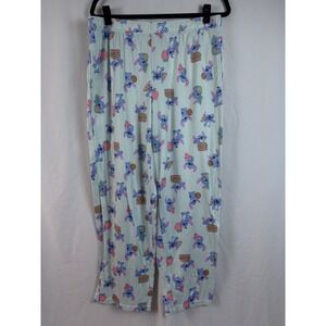 Disney Stitch Pajama Pants‎ Lounge Sleepwear Bottoms Light Blue Cartoon Print